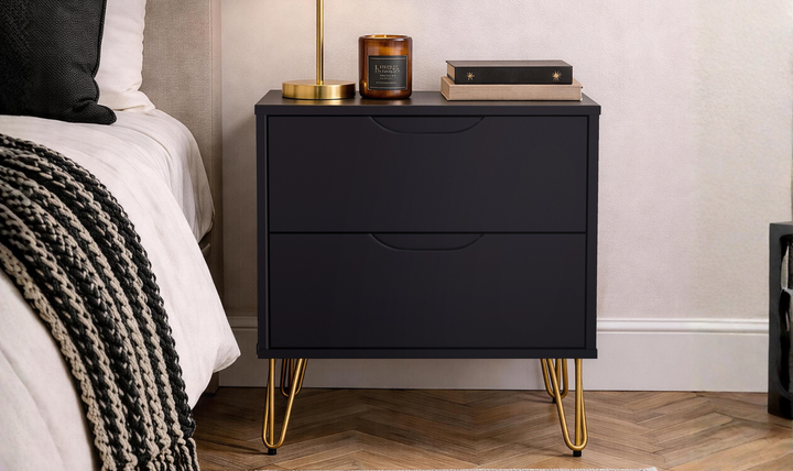 Manhattan Comfort Avira Wooden Nightstand With Two-Drawer - Jennifer Furniture