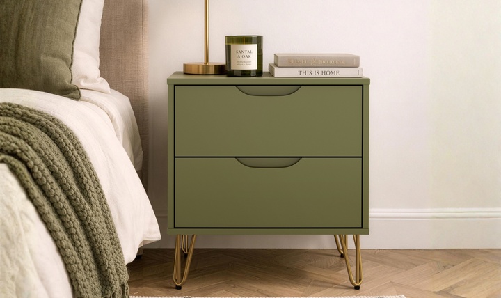 Manhattan Comfort Avira Wooden Nightstand With Two-Drawer - Jennifer Furniture