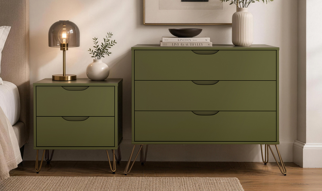 Manhattan Comfort Avira Wooden Nightstand With Two-Drawer - Jennifer Furniture