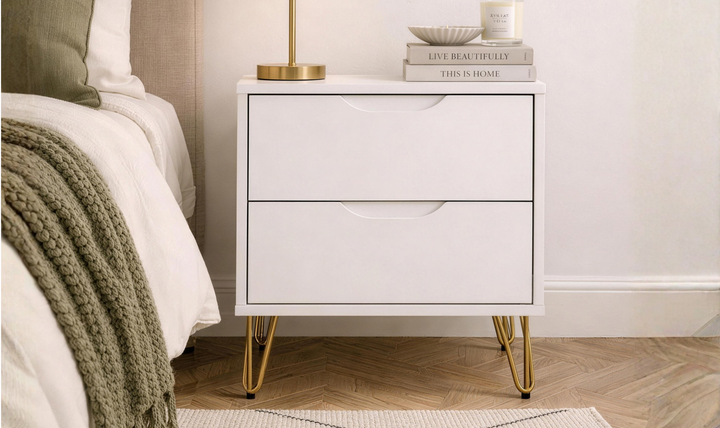Manhattan Comfort Avira Wooden Nightstand With Two-Drawer - Jennifer Furniture