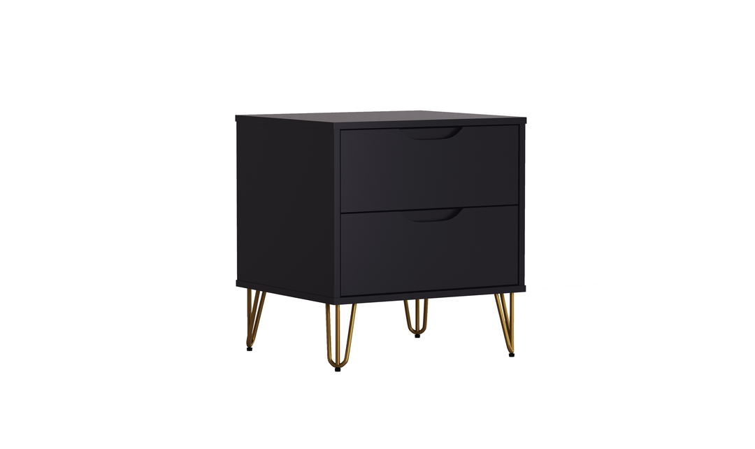 Manhattan Comfort Avira Wooden Nightstand With Two-Drawer - Jennifer Furniture