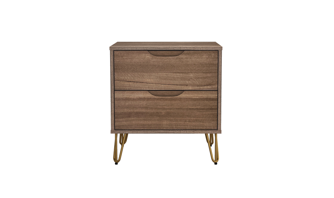 Manhattan Comfort Avira Wooden Nightstand With Two-Drawer - Jennifer Furniture