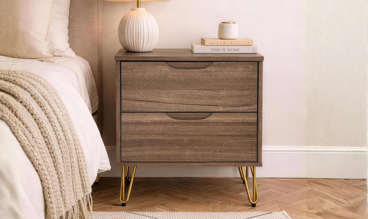Manhattan Comfort Avira Wooden Nightstand With Two-Drawer - Jennifer Furniture