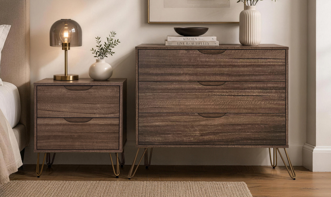Manhattan Comfort Avira Wooden Nightstand With Two-Drawer - Jennifer Furniture