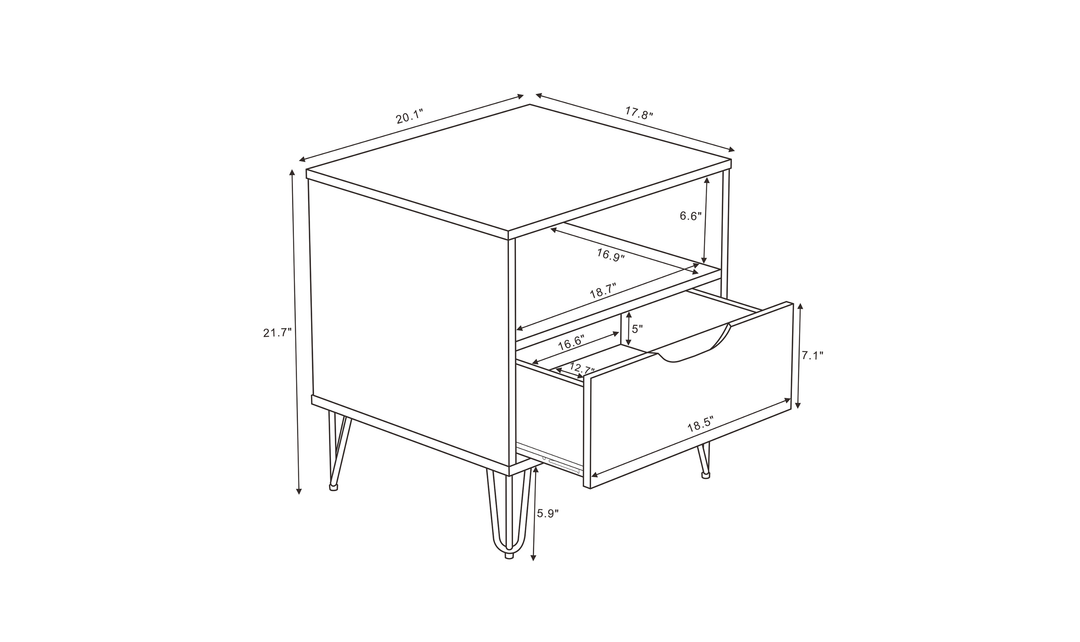 Manhattan Comfort Avira Wooden Nightstand - Jennifer Furniture
