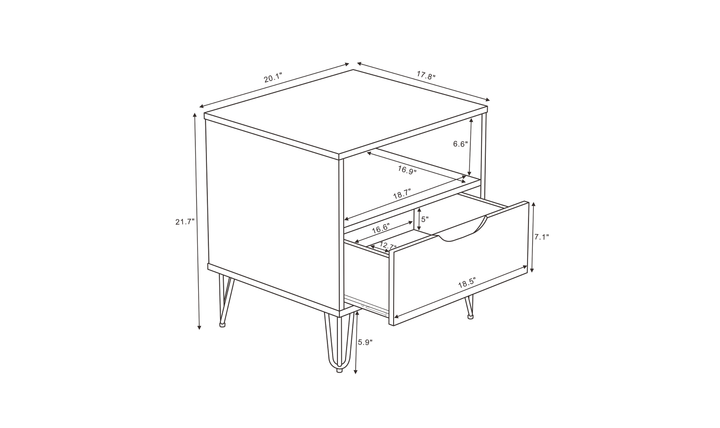 Manhattan Comfort Avira Wooden Nightstand - Jennifer Furniture