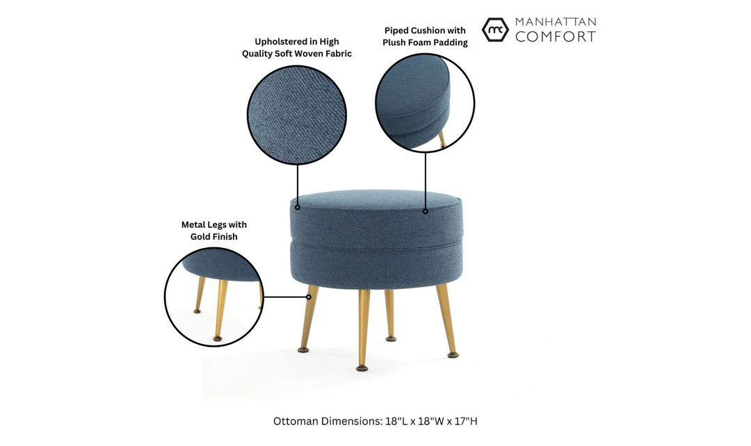 Manhattan Comfort Bailey Upholstered Accent Ottoman