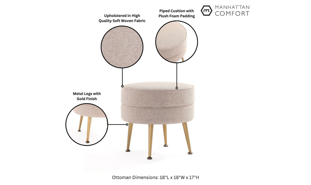 Manhattan Comfort Bailey Upholstered Accent Ottoman