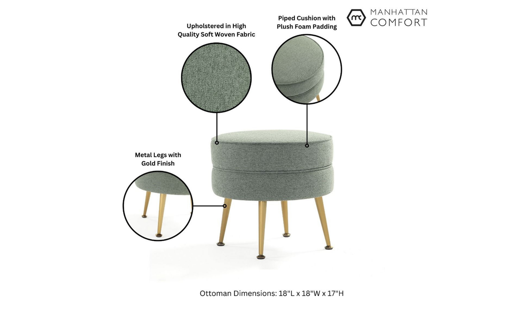 Manhattan Comfort Bailey Upholstered Accent Ottoman