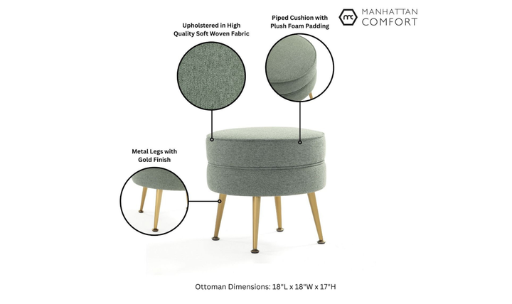 Manhattan Comfort Bailey Upholstered Accent Ottoman