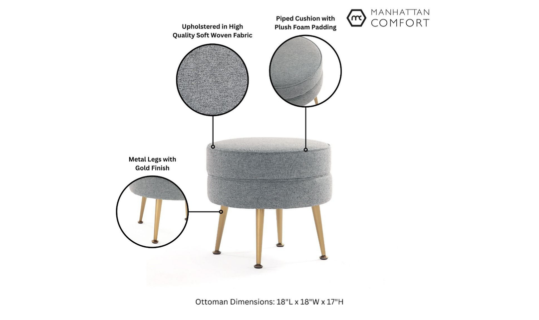 Manhattan Comfort Bailey Upholstered Accent Ottoman