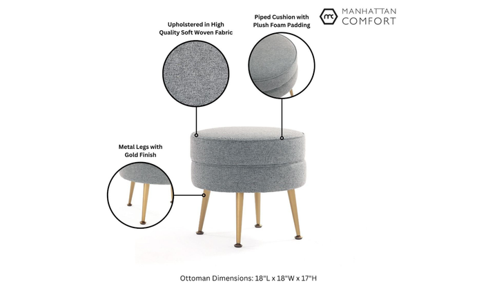 Manhattan Comfort Bailey Upholstered Accent Ottoman