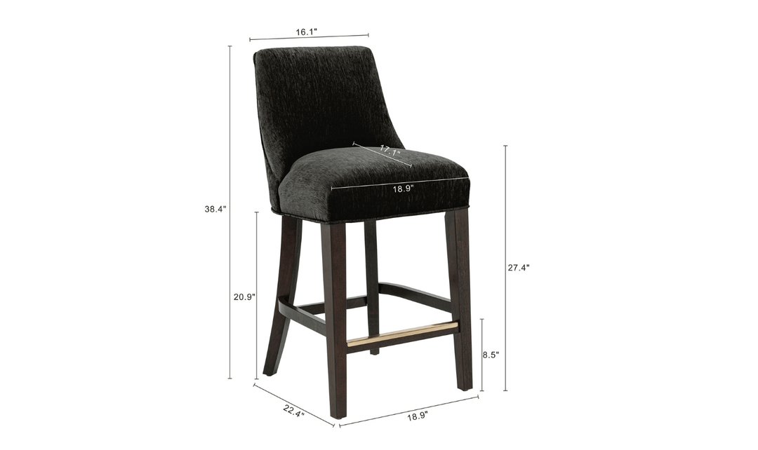 Manhattan Comfort Beever Chenille Wood Counter Stool-jennifer