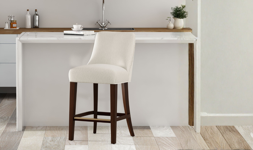 Manhattan Comfort Beever Chenille Wood Counter Stool-jennifer