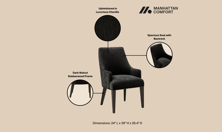 ManhattanComfortBeeverChenilleWoodenArmchair-Jennifer Furniture