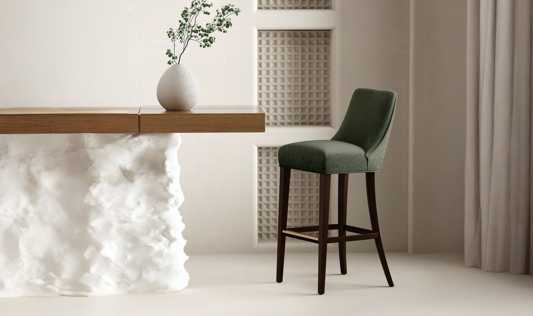 Manhattan Comfort Beever Wood Upholstered Chenille Barstool-Jennifer Furniture