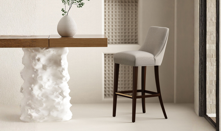 Manhattan Comfort Beever Wood Upholstered Chenille Barstool-Jennifer Furniture