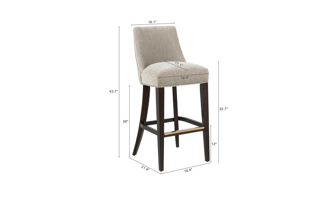 Manhattan Comfort Beever Wood Upholstered Chenille Barstool-Jennifer Furniture