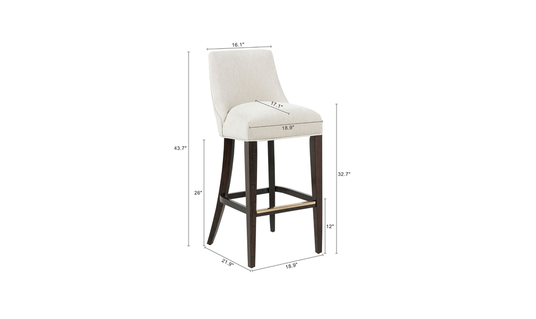Manhattan Comfort Beever Wood Upholstered Chenille Barstool-Jennifer Furniture