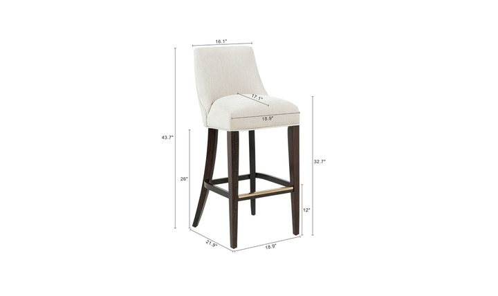 Manhattan Comfort Beever Wood Upholstered Chenille Barstool-Jennifer Furniture