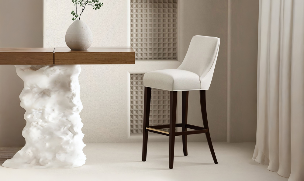 Manhattan Comfort Beever Wood Upholstered Chenille Barstool-Jennifer Furniture