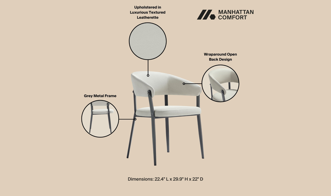 Manhattan Comfort Belle Leatherette Upholstered Dining Chair-Jennifer Furniture