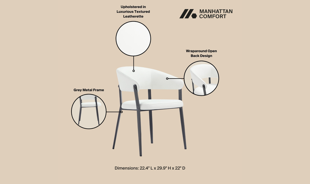 Manhattan Comfort Belle Leatherette Upholstered Dining Chair-Jennifer Furniture