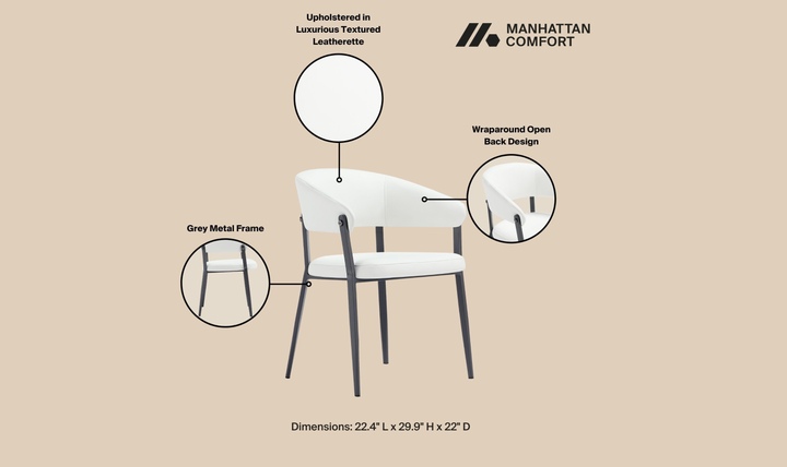 Manhattan Comfort Belle Leatherette Upholstered Dining Chair-Jennifer Furniture