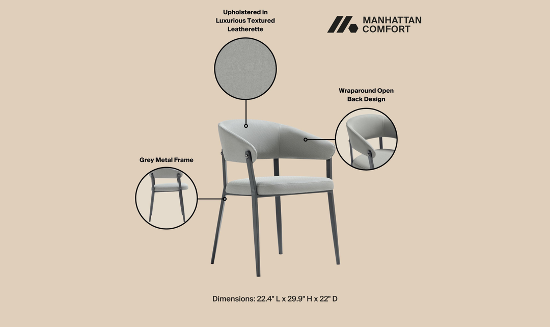Manhattan Comfort Belle Leatherette Upholstered Dining Chair-Jennifer Furniture