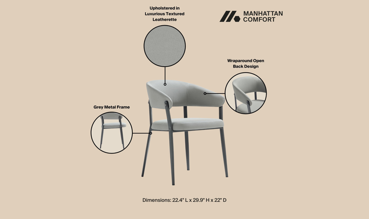 Manhattan Comfort Belle Leatherette Upholstered Dining Chair-Jennifer Furniture