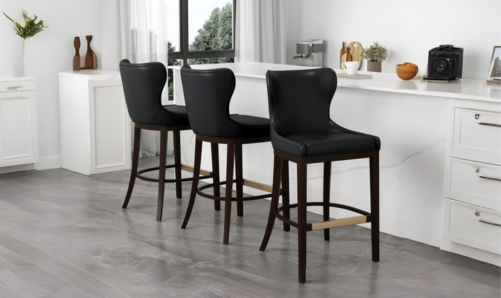 Manhattan Comfort Blair Wood Upholstered Barstool-Jennifer Furniture