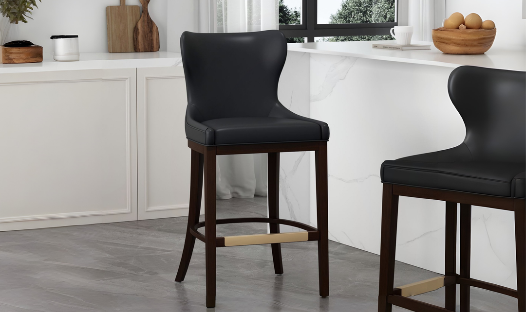 Manhattan Comfort Blair Wood Upholstered Barstool-Jennifer Furniture