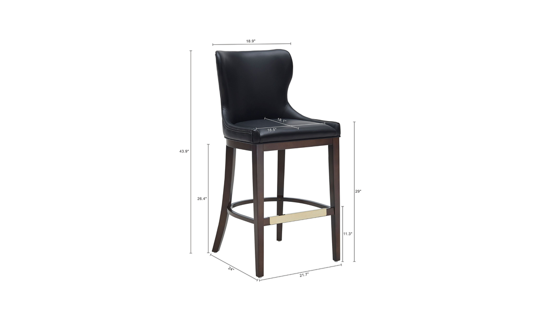 Manhattan Comfort Blair Wood Upholstered Barstool-Jennifer Furniture