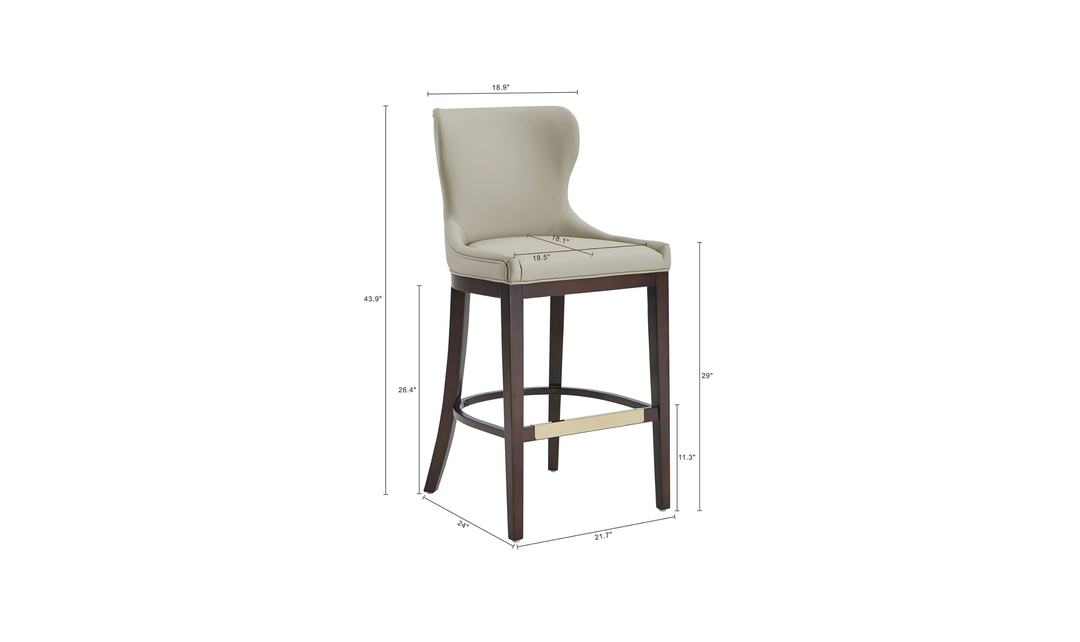 Manhattan Comfort Blair Wood Upholstered Barstool-Jennifer Furniture