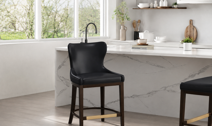 Manhattan Comfort Blair Wood Upholstered Counter Stool-Jennifer Furniture