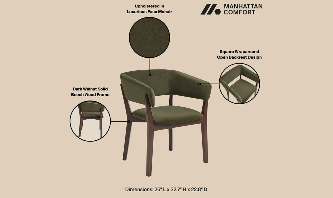 Manhattan Comfort Blake Faux Fabric Mohair Wood Base Armchair