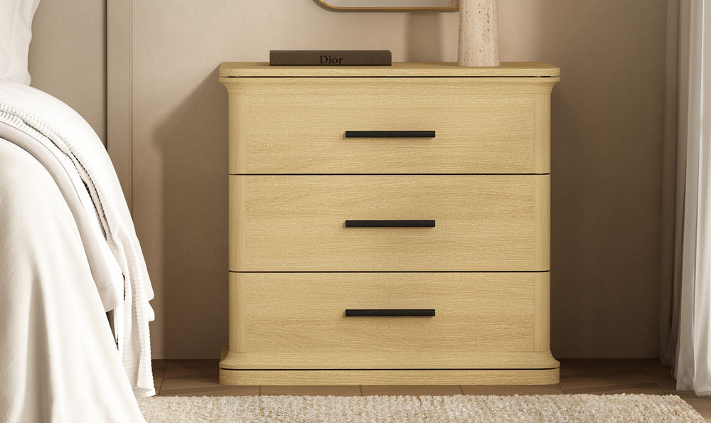 Manhattan Comfort Clifford Wooden Nightstand With Three Drawers- Jennifer Furniture