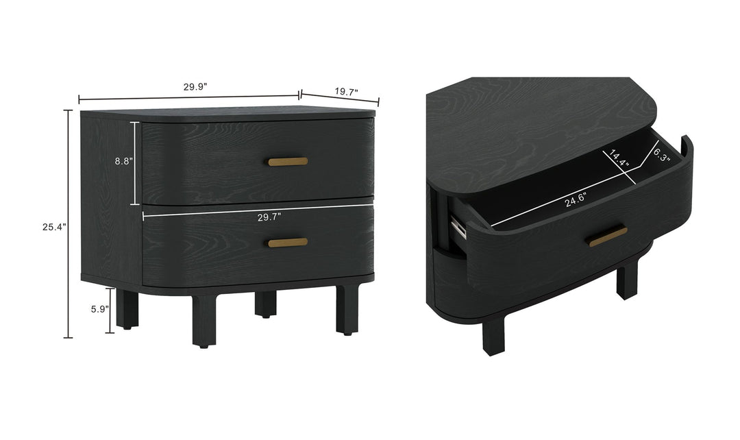 Manhattan Comfort Solara Wooden Nightstand With Two-Drawers