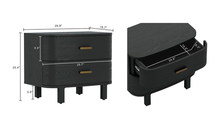 Manhattan Comfort Solara Wooden Nightstand With Two-Drawers