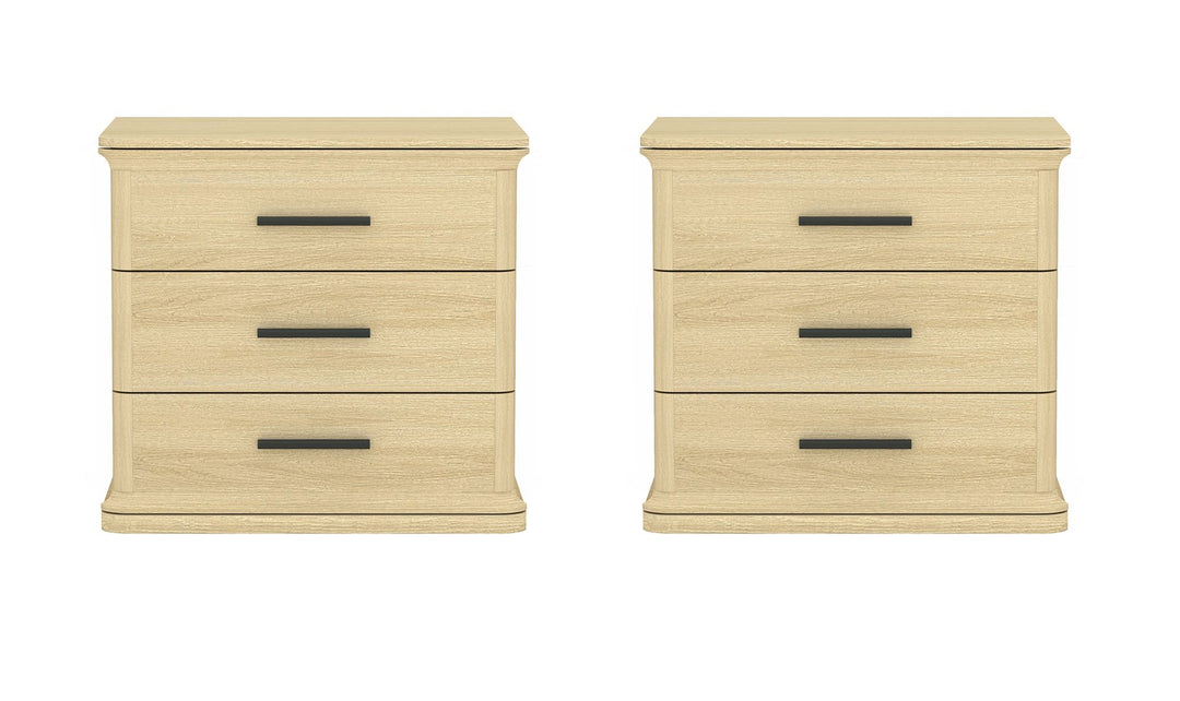Manhattan Comfort Clifford Wooden Nightstand With Three Drawers- Jennifer Furniture