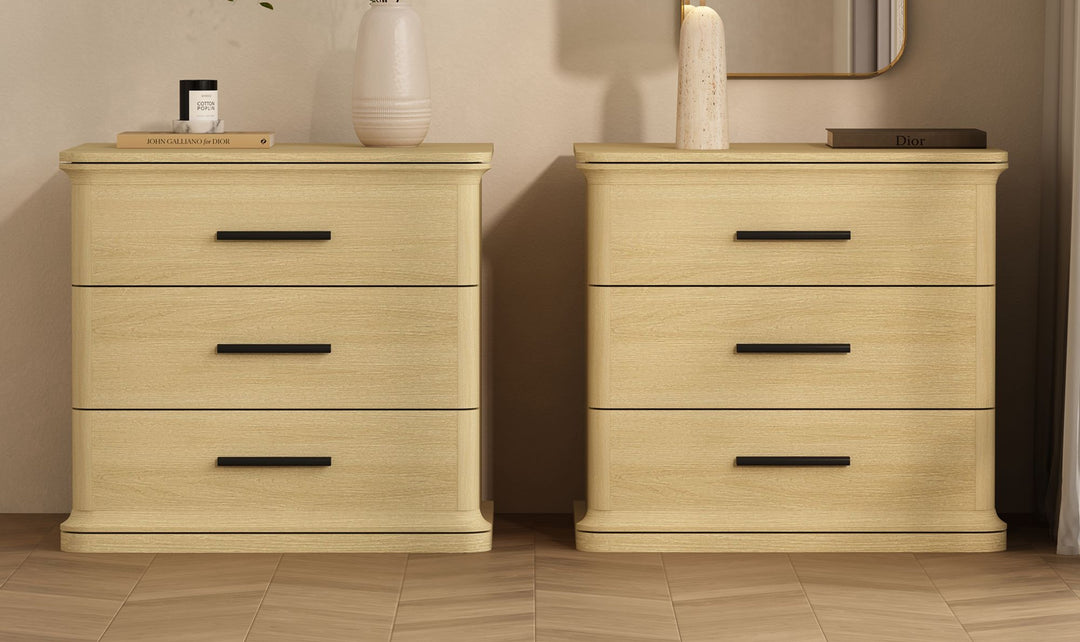 Manhattan Comfort Clifford Wooden Nightstand With Three Drawers- Jennifer Furniture