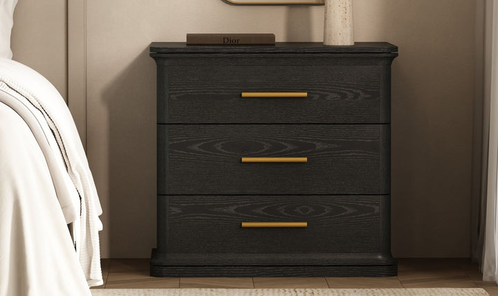 Manhattan Comfort Clifford Wooden Nightstand With Three Drawers- Jennifer Furniture