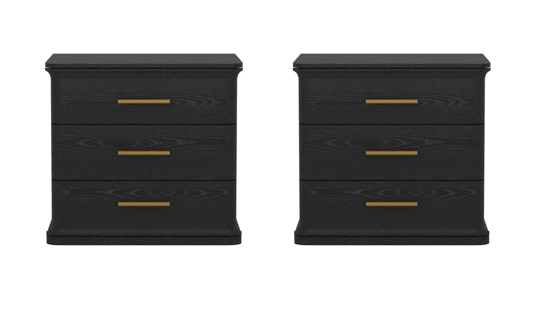 Manhattan Comfort Clifford Wooden Nightstand With Three Drawers- Jennifer Furniture