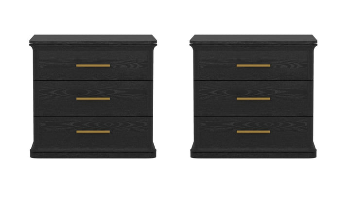 Manhattan Comfort Clifford Wooden Nightstand With Three Drawers- Jennifer Furniture