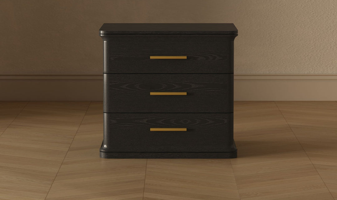 Manhattan Comfort Clifford Wooden Nightstand With Three Drawers- Jennifer Furniture
