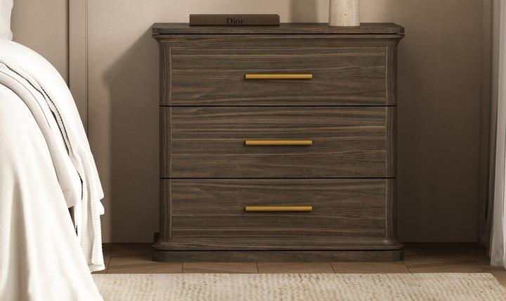 Manhattan Comfort Clifford Wooden Nightstand With Three Drawers- Jennifer Furniture