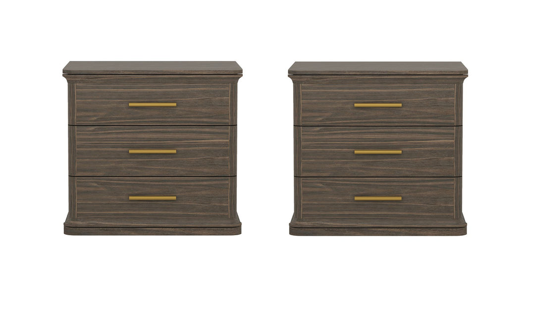 Manhattan Comfort Clifford Wooden Nightstand With Three Drawers- Jennifer Furniture