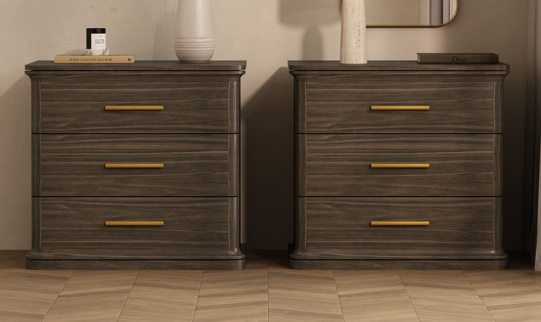 Manhattan Comfort Clifford Wooden Nightstand With Three Drawers- Jennifer Furniture