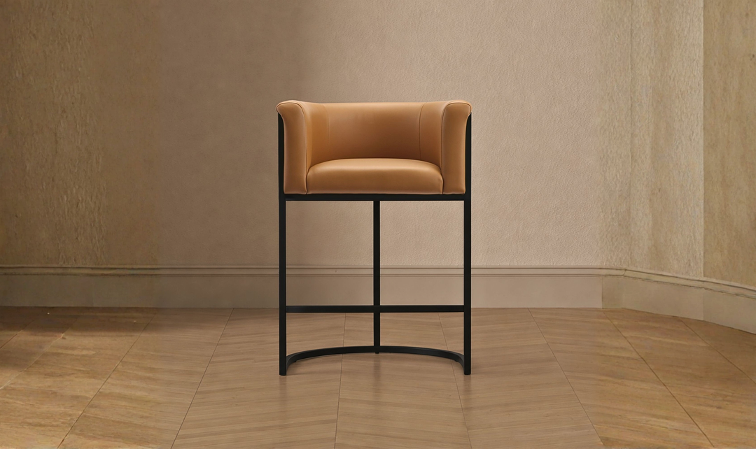 Manhattan Comfort Cosmopolitan Metal Upholstered Counter Stool-Jennifer Furniture