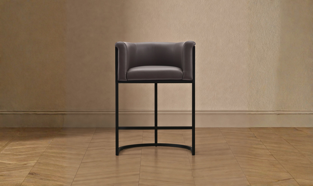 Manhattan Comfort Cosmopolitan Metal Upholstered Counter Stool-Jennifer Furniture